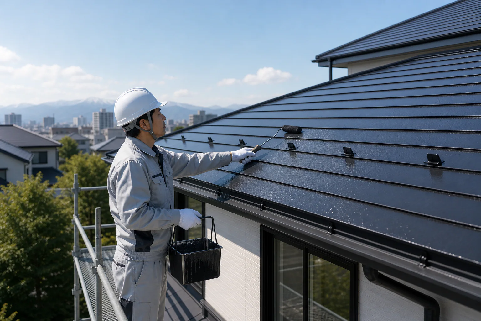 屋根塗装と屋根張り替えの施工イメージ